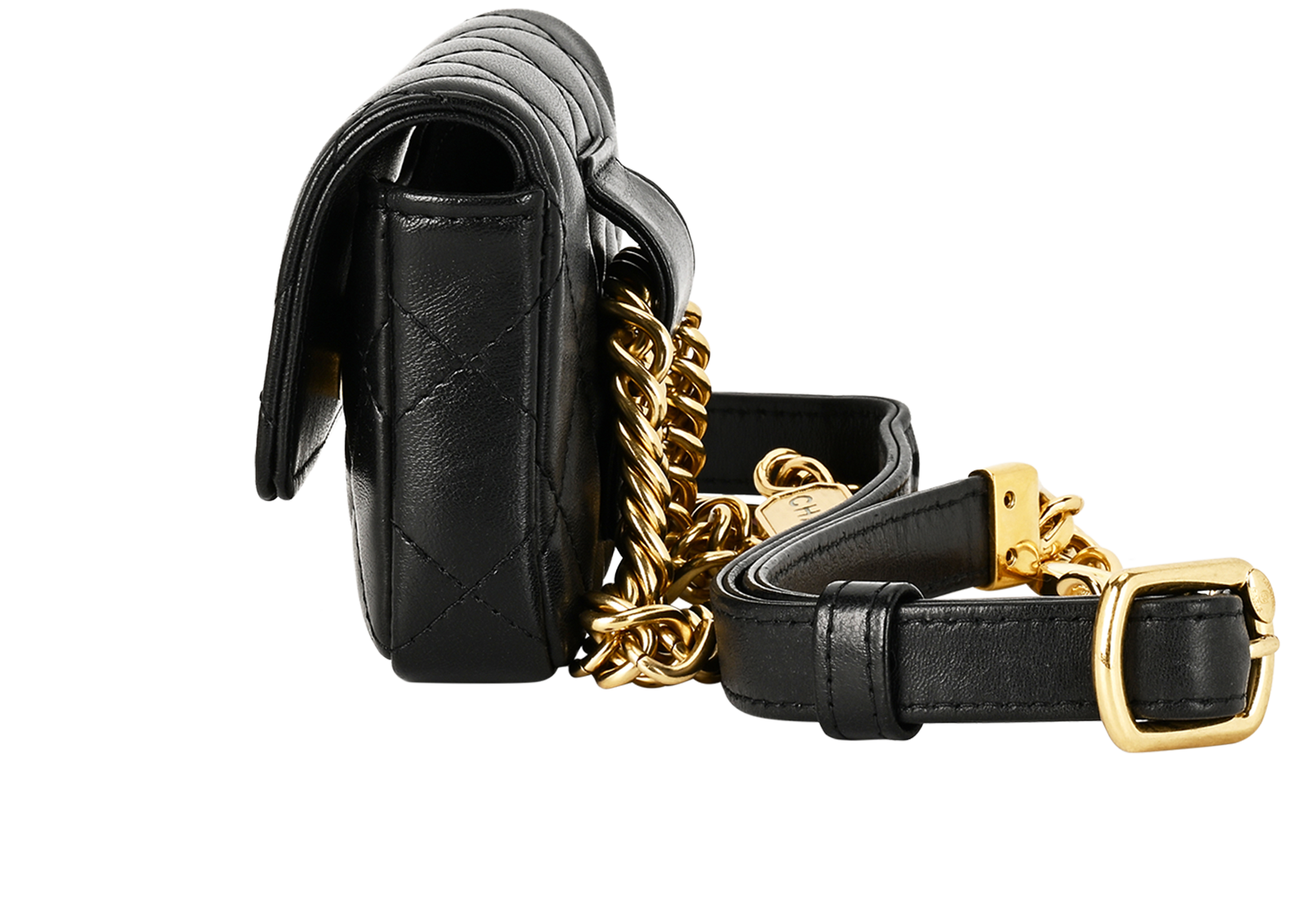 Micro Belt Bag, &pound;1,600, Handbags, Black, Lambskin Leather, Bottom view